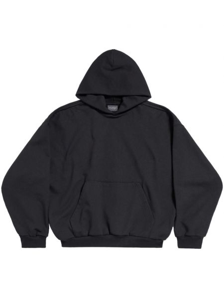 Pamučna hoodie s kapuljačom s džepovima Balenciaga crna