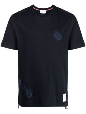 T-shirt ricamato Thom Browne blu