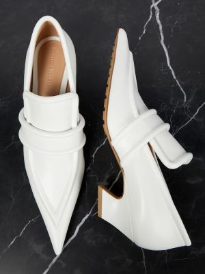 Кожени полуотворени обувки Bottega Veneta бяло