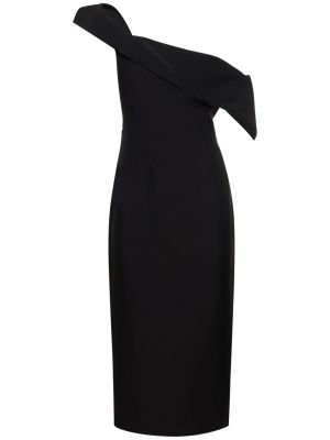 Robe mi-longue en laine en soie asymétrique Roland Mouret noir