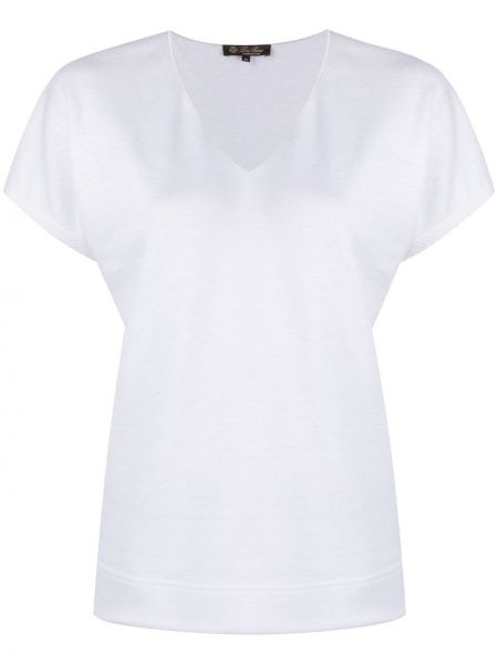 Camiseta con escote v Loro Piana blanco