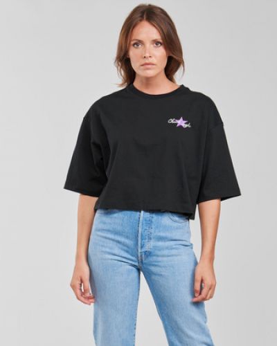 Koszulka w kwiatki z krótkim rękawem oversize Converse czarna