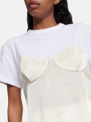 Bavlněné saténové tričko Sacai bílé