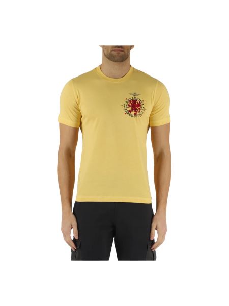 Haftowana koszulka bawełniana Aeronautica Militare żółta
