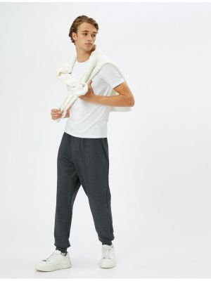 Krajkové šněrovací sportovní kalhoty s kapsami Koton šedé