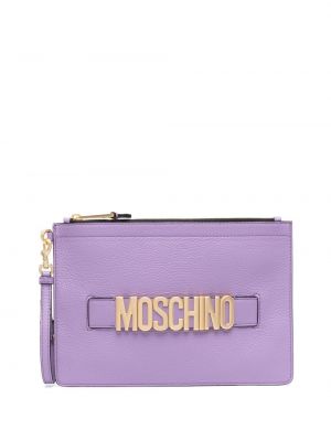 Lær clutch Moschino lilla