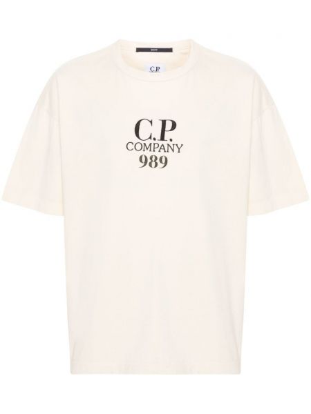 Pamučna majica s vezom C.p. Company bež