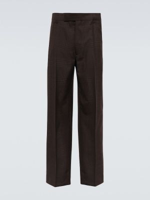 Volnene hlače s karirastim vzorcem Prada rjava