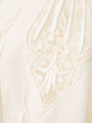 Памучна риза с дантела Elie Saab бяло