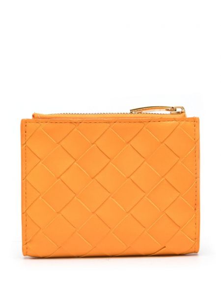 Kožená peněženka Bottega Veneta oranžová