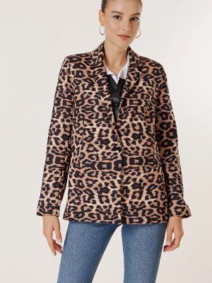 Geacă cu nasturi cu model leopard By Saygı