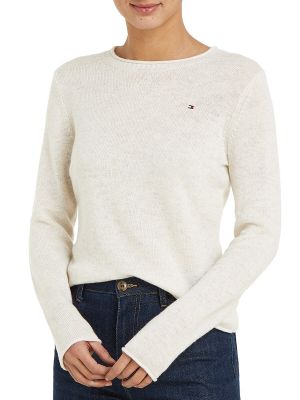 Jersey manga larga de tela jersey de cuello redondo Tommy Hilfiger blanco