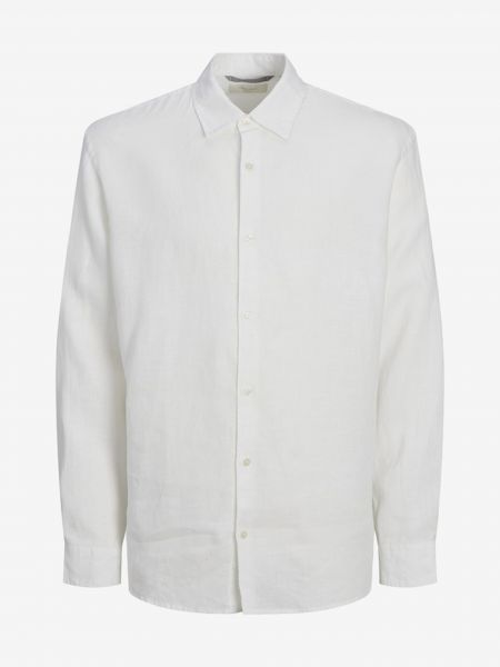 Lněná košile Jack & Jones bílá