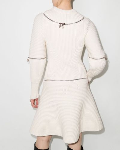 Pletené šaty na zip Alexander Mcqueen bílé