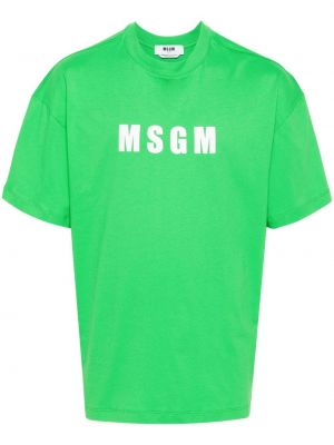 Памучна тениска с принт Msgm зелено