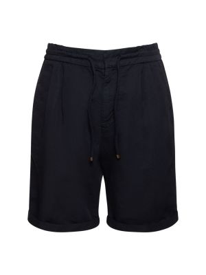 Pantalones cortos de lino de algodón Brunello Cucinelli azul
