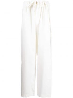 Relaxed копринени панталон Maison Margiela бяло