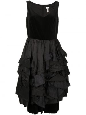 Bavlněné přiléhavé šaty s volány bez rukávů Comme Des Garçons - černá