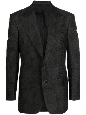 Jacquard abstrakt trykk sateng lang blazer Tom Ford svart