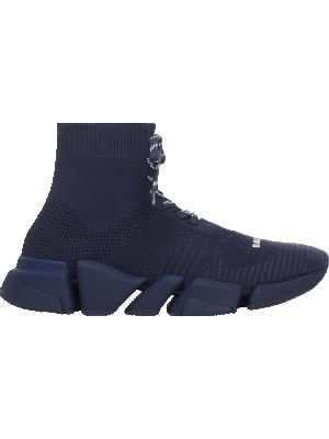 Кружевные кроссовки на шнуровке Balenciaga Speed синие