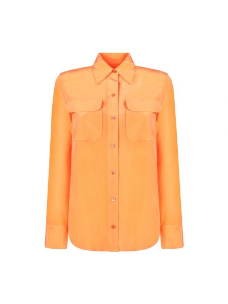 Jedwabna koszula slim fit Equipment pomarańczowa