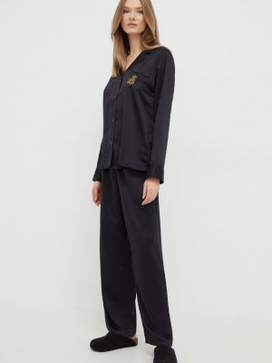 Сатенена пижама Lauren Ralph Lauren черно