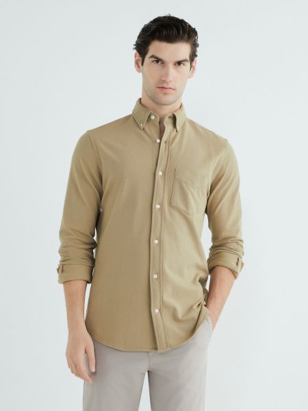 Camisa con botones de punto Gant marrón
