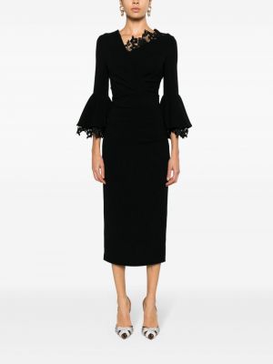 Sukienka midi koronkowa drapowana Talbot Runhof czarna