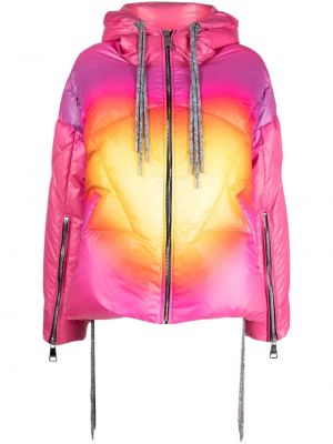 Péřová bunda s kapucí s přechodem barev Khrisjoy růžová