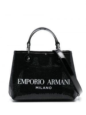 Шопинг чанта с пайети Emporio Armani черно