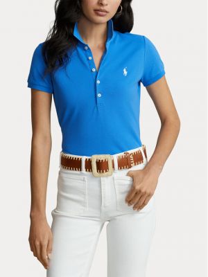 Поло тениска с копчета Polo Ralph Lauren синьо