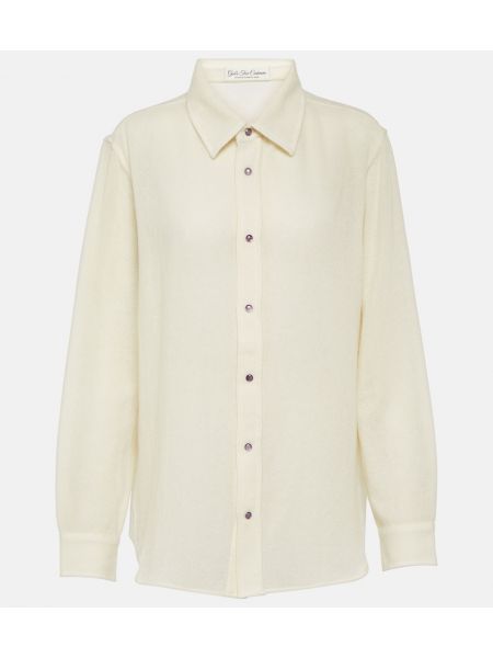 Camisa de cachemir con estampado de cachemira God's True Cashmere blanco