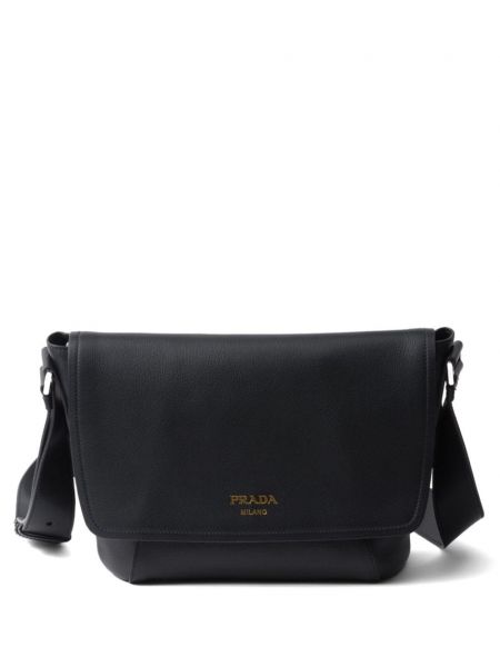 Δερμάτινη τσάντα ώμου με σχέδιο Prada μαύρο