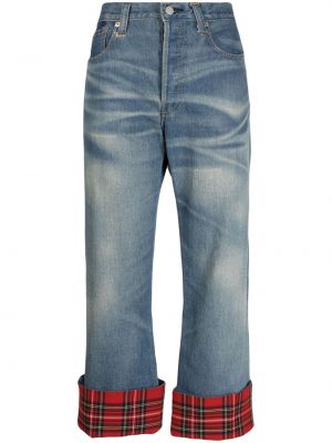 Jeans bootcut à carreaux à imprimé large Junya Watanabe bleu
