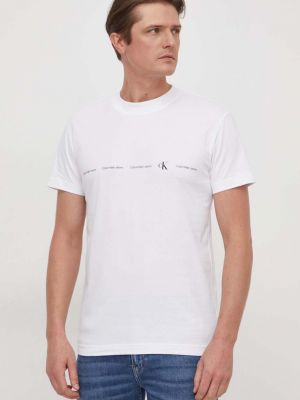 Тениска с дълъг ръкав с принт Calvin Klein Jeans бяло