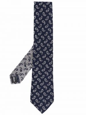 Corbata de cachemir con estampado con estampado de cachemira Giorgio Armani azul