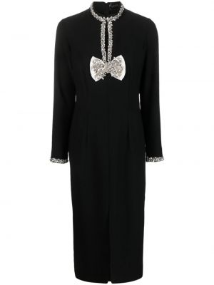 Midi obleka z lokom s kristali Loulou črna