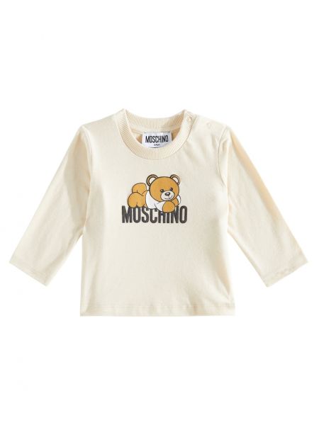 Trykt bomuld t-shirt for piger Moschino Kids beige