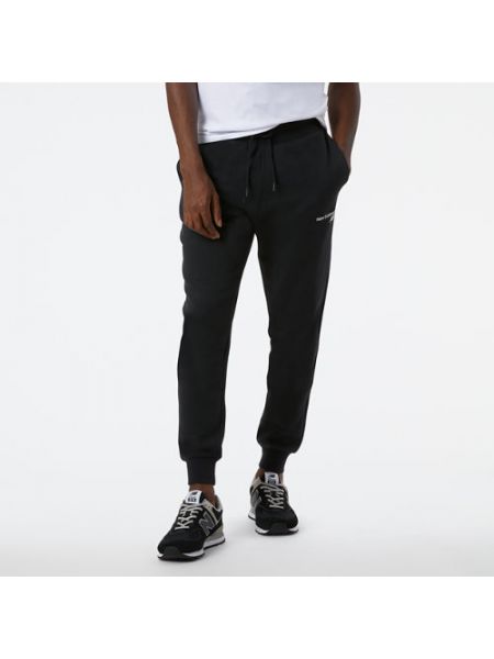 Pantalon classique en polaire en coton New Balance noir