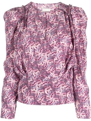 Svilena bluza s potiskom Isabel Marant vijolična