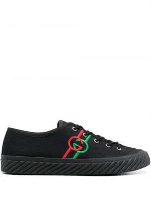 Blonder snøring brodert sneakers Gucci svart