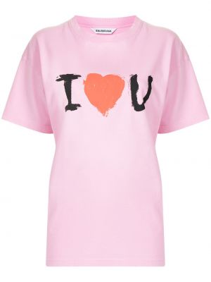 Camiseta con estampado Balenciaga rosa