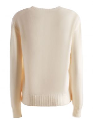 Sweter wełniany z wełny merino Bally biały