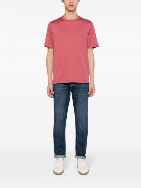 T-shirt en coton col rond Brunello Cucinelli rose