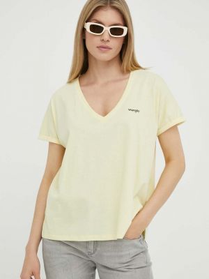 Памучна тениска Wrangler жълто