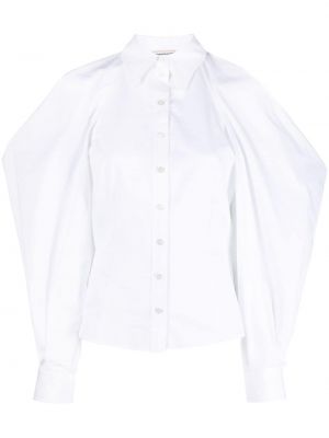 Drapovaný bavlnená košeľa Alexander Mcqueen biela