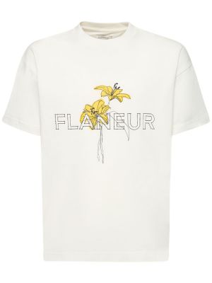 Koszulka bawełniana z nadrukiem Flâneur biała