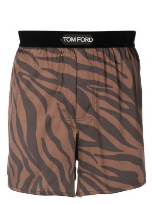 Svilene nogavice s potiskom z zebra vzorcem Tom Ford rjava