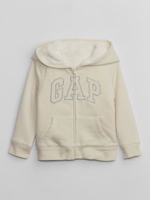 Zateplená mikina na zips Gap béžová