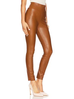Leggings de cuero de cuero sintético Paige marrón